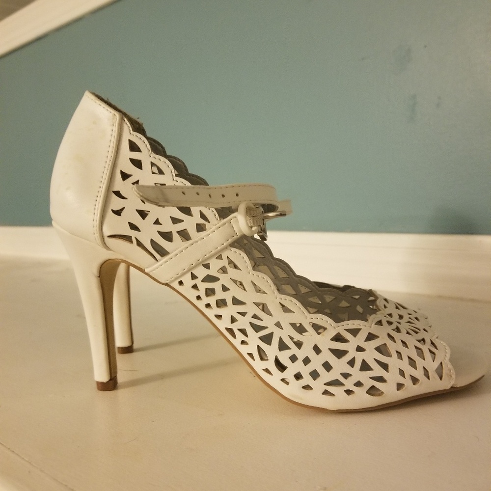 White laced heels